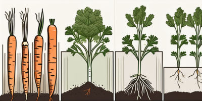 Carrot plants at different stages of growth in a fertile oklahoma landscape
