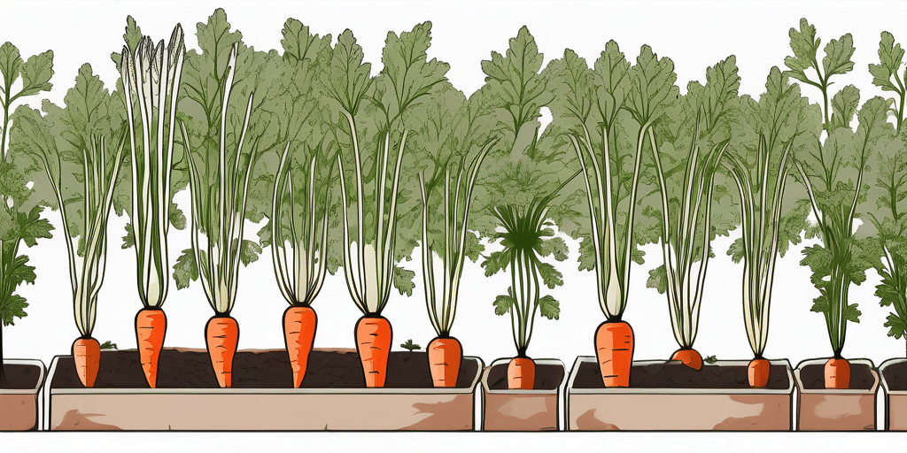 A garden bed with bolero carrots at different growth stages