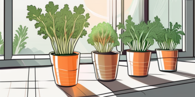 Several bolero carrots growing in indoor pots